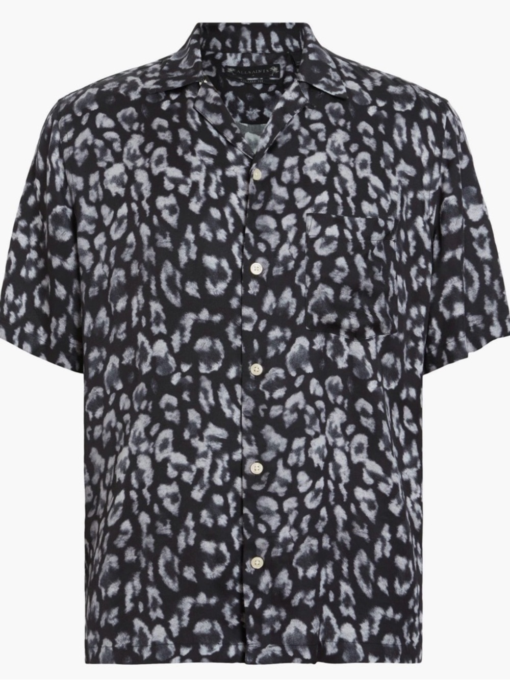 AllSaints Leopard Print Short Sleeve Camp Shirt - Picture 4 of 6